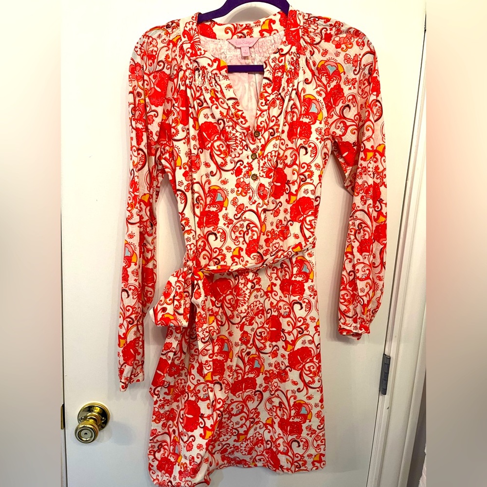 Lilly Pulitzer dress with tie belt size 4